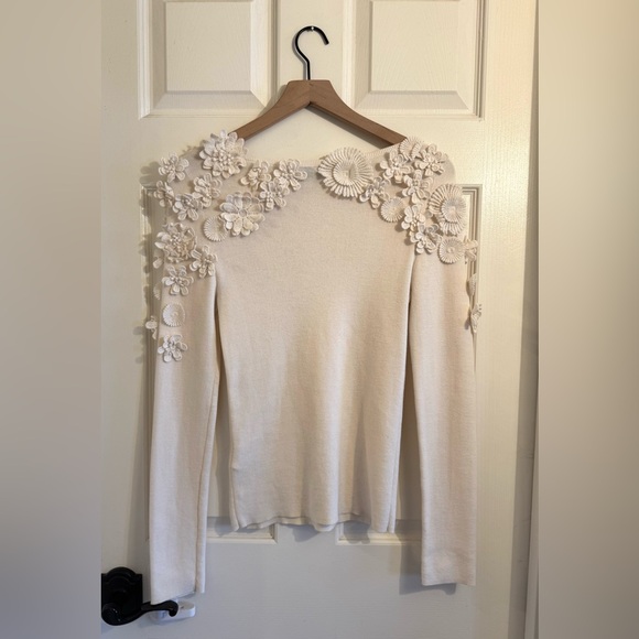 & Other Stories Floral Appliqué Wool & Cotton Long Sleeve Sweater Small - Picture 13 of 14
